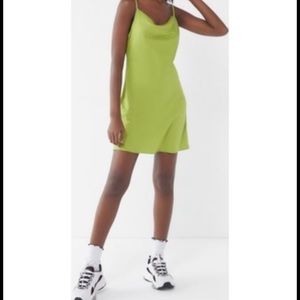 UO Mallory cowl neck satin dress